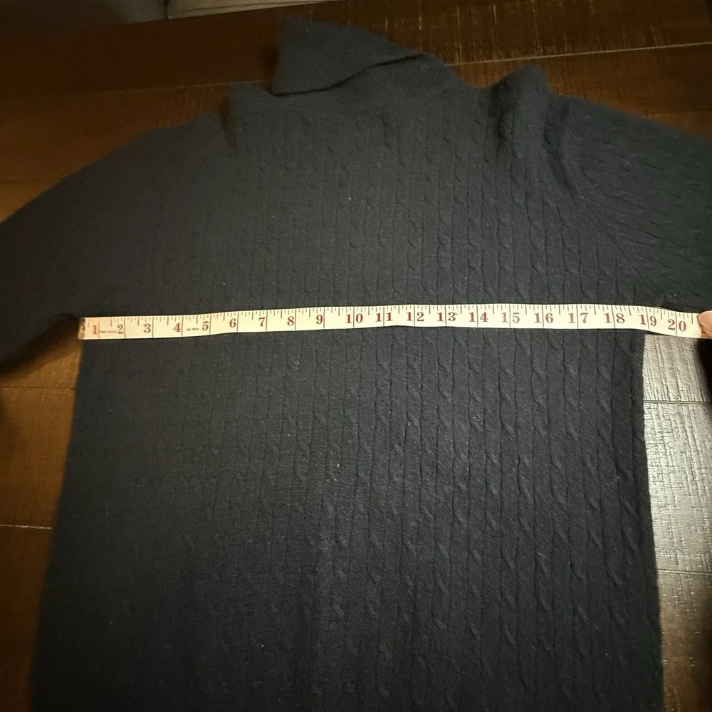 Valerie‎ Stevens Two Ply Cashmere Black Turtleneck Sweater Cable Knit Large VTG